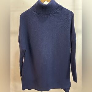 Efan Tunic Sweater Turtle Neck Blue Women's Size M/L Dolman Sleeve Knit Top